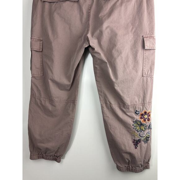 Sundance Embroidered Cargo Joggers Dusty Mauve Rose Boho Women's Size 12 Petite - Picture 11 of 12